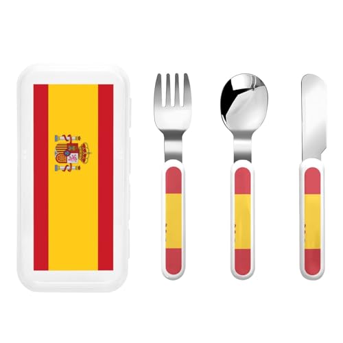 Spanische Flagge Kindergeschirr 3-teiliges Set, wiederverwendbares Messer, Gabel und Löffel Besteckset, tragbares Kindergeschirr zum Schutz von Lebensmitteln Spanische Flagge Kindergeschirr 3-teiliges Set, wiederverwendbares Messer, Gabel und Löffel Besteckset, tragbares Kindergeschirr zum Schutz von Lebensmitteln von WZYCWB