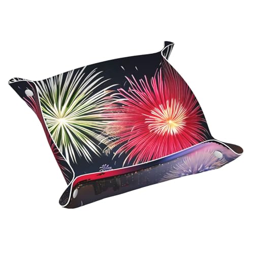Splendid Fireworks Kleine bedruckte Leder-Aufbewahrungsbox für den Schreibtisch, multifunktional, personalisierbar Splendid Fireworks Kleine bedruckte Leder-Aufbewahrungsbox für den Schreibtisch, multifunktional, personalisierbar von WZYCWB