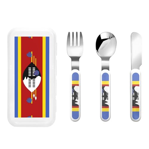 Swasiland Flagge Kindergeschirr 3-teiliges Set, wiederverwendbares Messer, Gabel und Löffel Besteckset, tragbares Kindergeschirr zum Schutz von Lebensmitteln Swasiland Flagge Kindergeschirr 3-teiliges Set, wiederverwendbares Messer, Gabel und Löffel Besteckset, tragbares Kindergeschirr zum Schutz von Lebensmitteln von WZYCWB