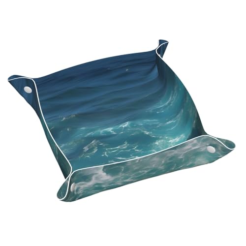 The Deep Ocean Kleine bedruckte Leder-Aufbewahrungsbox für den Schreibtisch, multifunktional, personalisierbar von WZYCWB