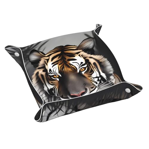 Tiger at Rest Schreibtisch-Aufbewahrungsbox aus Leder, mittelgroß, multifunktional, personalisierbar von WZYCWB