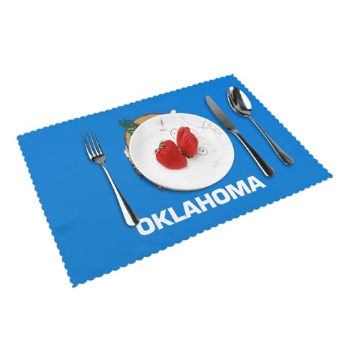 Tischsets mit Oklahoma-Flagge, leicht zu reinigen, 30,5 x 45,7 cm, geeignet für Esszimmer, Terrassentisch, Küche, 4 Stück von WZYCWB