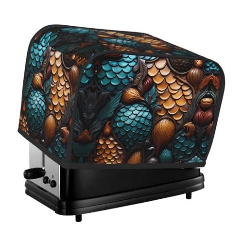 Toaster-Abdeckung mit Fischschuppenmuster, geeignet für breite Schlitze, mit seitlicher Aufbewahrungstasche, leicht zu reinigen, staubdicht, geeignet für die Küche. von WZYCWB