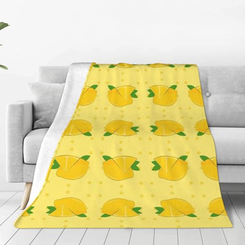 Ultraweiche Micro-Fleece-Decke, Cartoon-Zitrone, 152,4 x 127 cm, geeignet für Bett, Sofa, Camping, kaltes Kino oder Reisen von WZYCWB