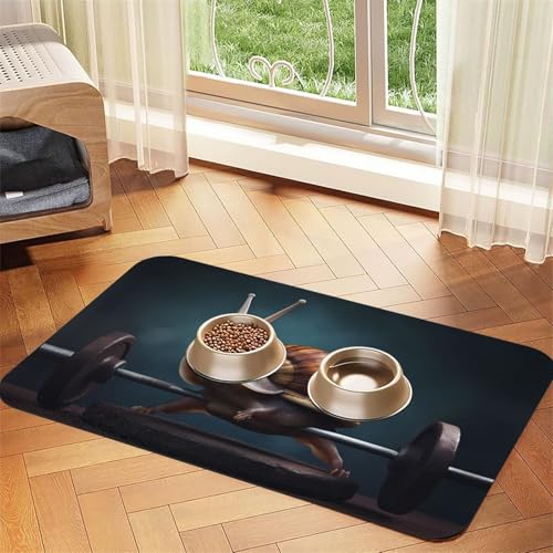 WZYCWB 30 x 45 cm Weightlifting Schnecken bedruckte Haustier saugfähige Tischsets – rutschfeste Futtermatten für Hunde und Katzen Futternäpfe und Wasser-Platzsets von WZYCWB