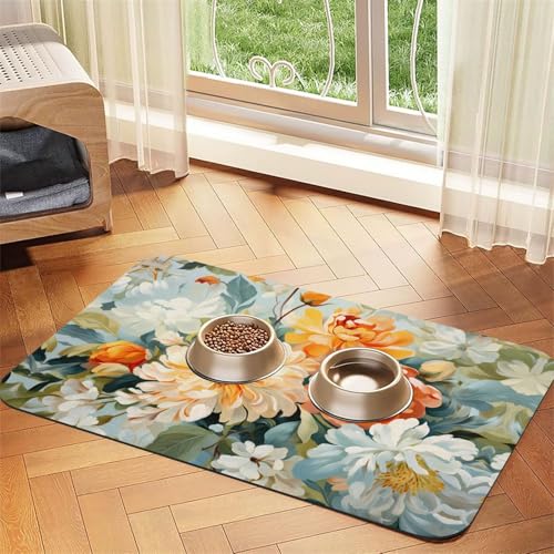 WZYCWB 30 x 45 cm lebendige Blumen bedruckte saugfähige Tischsets für Haustiere – rutschfeste Futtermatten für Hunde und Katzen, Futternäpfe und Wasser-Tischsets WZYCWB 30 x 45 cm lebendige Blumen bedruckte saugfähige Tischsets für Haustiere – rutschfeste Futtermatten für Hunde und Katzen, Futternäpfe und Wasser-Tischsets von WZYCWB
