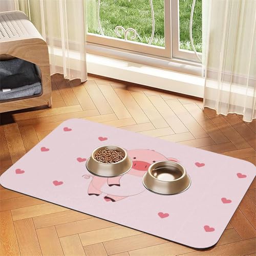 WZYCWB 40 x 60 cm Cartoon-Fliegendes Schwein, saugfähige Tischsets für Haustiere, rutschfeste Futtermatten für Hunde und Katzen, Futternäpfe und Wasser-Platzsets von WZYCWB