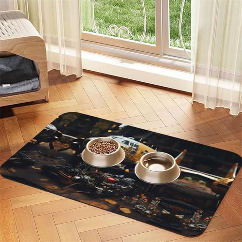 WZYCWB 40 x 60 cm Vintage Flugzeugmaschinen bedruckte Haustier saugfähige Tischsets – rutschfeste Futtermatten für Hunde und Katzen, Futternäpfe und Wasser-Tischsets von WZYCWB