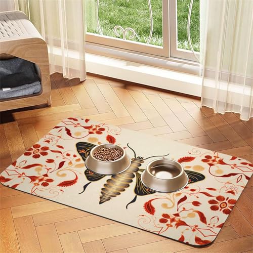 WZYCWB 40 x 60 cm Vintage-Insektenmuster bedruckte saugfähige Tischsets für Haustiere – rutschfeste Futtermatten für Hunde und Katzen, Futternäpfe und Wasser-Tischsets WZYCWB 40 x 60 cm Vintage-Insektenmuster bedruckte saugfähige Tischsets für Haustiere – rutschfeste Futtermatten für Hunde und Katzen, Futternäpfe und Wasser-Tischsets von WZYCWB