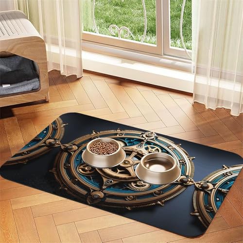 WZYCWB 40 x 60 cm coole Steampunk-Zahnräder bedruckte saugfähige Haustier-Tischsets – rutschfeste Futtermatten für Hunde und Katzen, Futternäpfe und Wasser-Tischsets WZYCWB 40 x 60 cm coole Steampunk-Zahnräder bedruckte saugfähige Haustier-Tischsets – rutschfeste Futtermatten für Hunde und Katzen, Futternäpfe und Wasser-Tischsets von WZYCWB