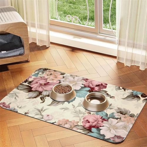 WZYCWB 40 x 60 cm lebendige Flora-bedruckte saugfähige Tischsets für Haustiere – rutschfeste Futtermatten für Hunde und Katzen, Futternäpfe und Wasser-Tischsets WZYCWB 40 x 60 cm lebendige Flora-bedruckte saugfähige Tischsets für Haustiere – rutschfeste Futtermatten für Hunde und Katzen, Futternäpfe und Wasser-Tischsets von WZYCWB