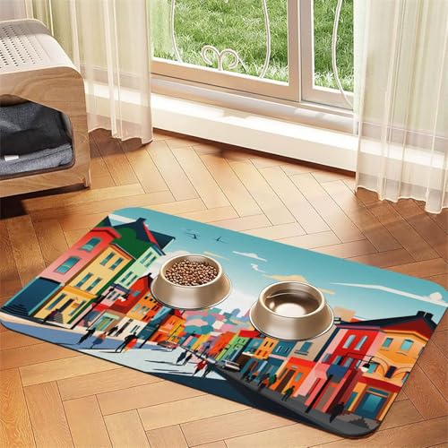 WZYCWB 40 x 60 cm lebendige ländliche Gebiete bedruckte saugfähige Haustier-Tischsets – rutschfeste Futtermatten für Hunde und Katzen, Futternäpfe und Wasser-Tischsets WZYCWB 40 x 60 cm lebendige ländliche Gebiete bedruckte saugfähige Haustier-Tischsets – rutschfeste Futtermatten für Hunde und Katzen, Futternäpfe und Wasser-Tischsets von WZYCWB