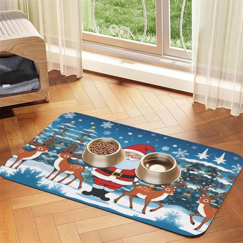 WZYCWB 40 x 60 cm niedliche Weihnachts-Hirsch-bedruckte Haustier-saugfähige Tischsets – rutschfeste Futtermatten für Hunde und Katzen, Futternäpfe und Wasser-Tischsets WZYCWB 40 x 60 cm niedliche Weihnachts-Hirsch-bedruckte Haustier-saugfähige Tischsets – rutschfeste Futtermatten für Hunde und Katzen, Futternäpfe und Wasser-Tischsets von WZYCWB