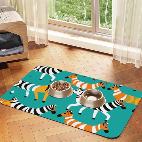 WZYCWB 40 x 60 cm zweiköpfige Zebra-bedruckte saugfähige Haustier-Tischsets – rutschfeste Futtermatten für Hunde und Katzen, Futternäpfe und Wasser-Tischsets WZYCWB 40 x 60 cm zweiköpfige Zebra-bedruckte saugfähige Haustier-Tischsets – rutschfeste Futtermatten für Hunde und Katzen, Futternäpfe und Wasser-Tischsets von WZYCWB