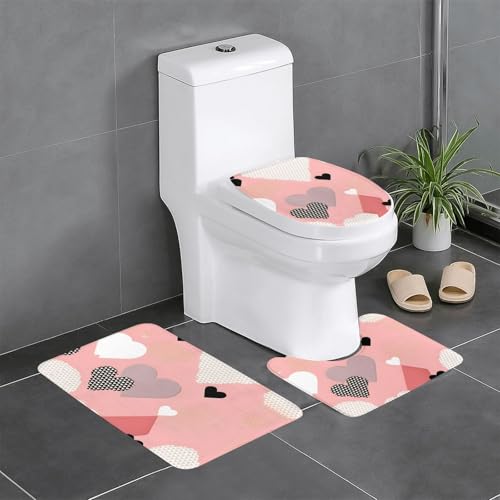 WZYCWB Abstraktes Liebesdiagramm bedrucktes Fußmatten-Set – Badezimmermatte, Schlafzimmer-Fußmatte, Küchenmatte – schnelle Wasseraufnahme von WZYCWB