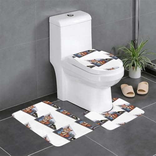 WZYCWB Bedrucktes Teppich-Set mit Kätzchen-Motiv – rutschfeste Schutzmatte für Zuhause, Badezimmer, schnell trocknend und leicht zu reinigen von WZYCWB