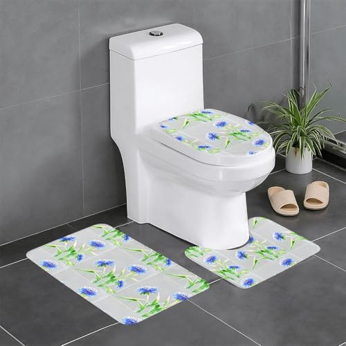 WZYCWB Bedrucktes Teppich-Set mit blauen Kornblumen, rutschfeste Schutzmatte für Zuhause, Badezimmer, schnell trocknend und leicht zu reinigen WZYCWB Bedrucktes Teppich-Set mit blauen Kornblumen, rutschfeste Schutzmatte für Zuhause, Badezimmer, schnell trocknend und leicht zu reinigen von WZYCWB