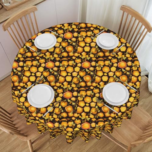 WZYCWB Bee Tischdecke, rund, Spitze, 152,4 cm Durchmesser, waschbar, geeignet für Restaurants, Partys, Picknicks, Versammlungen von WZYCWB