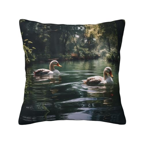 WZYCWB Beidseitiger Plüsch-Kissenbezug, Motiv: Entchen, 45,7 x 45,7 cm von WZYCWB
