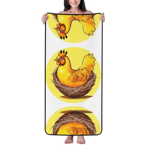 WZYCWB Bird's Nest Golden Chicken Printed Super Soft Bath Towel (68.6x139.7 cm), Absorbent and Quick-Drying Towel, Suitable for Bathroom, Spa, Gym von WZYCWB