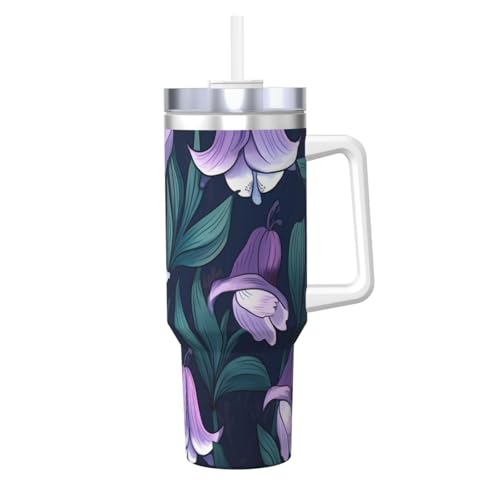 WZYCWB Bluebell-Muster Eisbecher – 1,2 l doppellagiger Edelstahl-Vakuumbecher, auslaufsicher und tragbar von WZYCWB