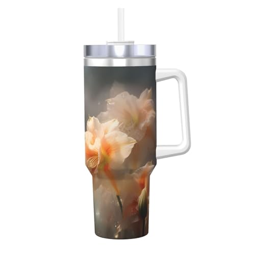 WZYCWB Blumenstrauß mit Wassertropfen-Muster – 1,2 l doppellagiger Edelstahl-Vakuumbecher, auslaufsicher und tragbar WZYCWB Blumenstrauß mit Wassertropfen-Muster – 1,2 l doppellagiger Edelstahl-Vakuumbecher, auslaufsicher und tragbar von WZYCWB
