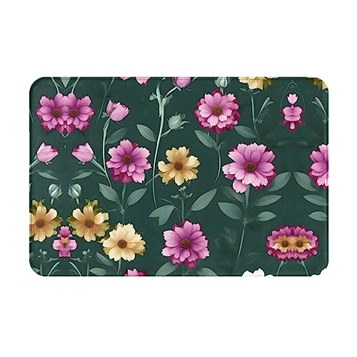 WZYCWB Bodenabsorbierende Fußmatte, Größe 40,6 x 61 cm, schützt effektiv das Wohnzimmer, das Badezimmer und die Haustür vor der Reinigung, schönes lila Blumenmuster von WZYCWB