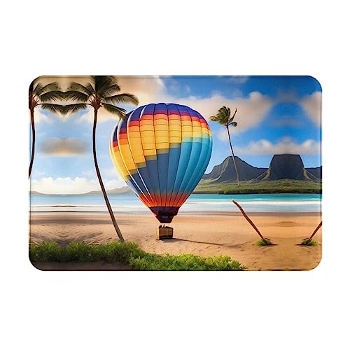 WZYCWB Bodenabsorbierende Fußmatte, Größe 40,6 x 61 cm, schützt effektiv das Wohnzimmer, das Badezimmer und die Haustür vor der Reinigung des Hawaii-Heißluftballon-Musters von WZYCWB