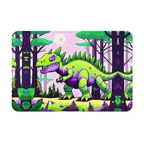 WZYCWB Bodenabsorbierende Fußmatte, Größe 40,6 x 61 cm, schützt effektiv das Wohnzimmer, das Badezimmer und die Haustür vor der Reinigung des grünen Dinosauriermusters von WZYCWB