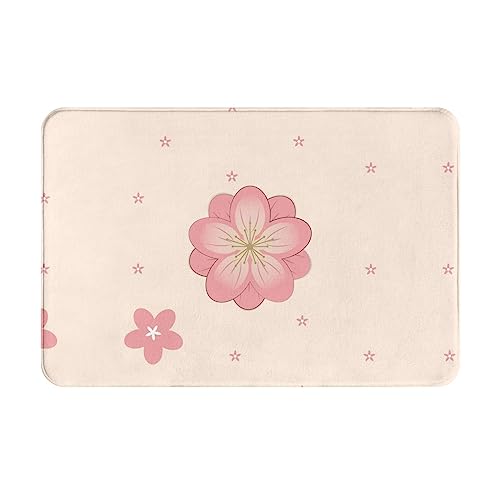 WZYCWB Bodenabsorbierende Fußmatte, Größe 40,6 x 61 cm, schützt effektiv das Wohnzimmer, das Badezimmer und die Haustür vor der Reinigung des kleinen rosa Kirschblütenmusters von WZYCWB