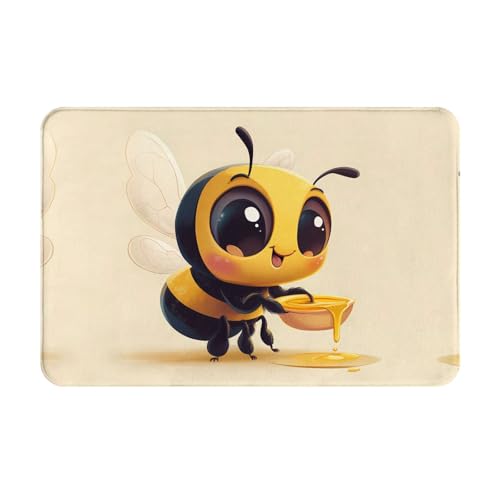 WZYCWB Bodenabsorbierende Fußmatte, Größe 40,6 x 61 cm, schützt effektiv das Wohnzimmer, das Badezimmer und die Haustür vor der Reinigung des niedlichen Bienenmusters von WZYCWB