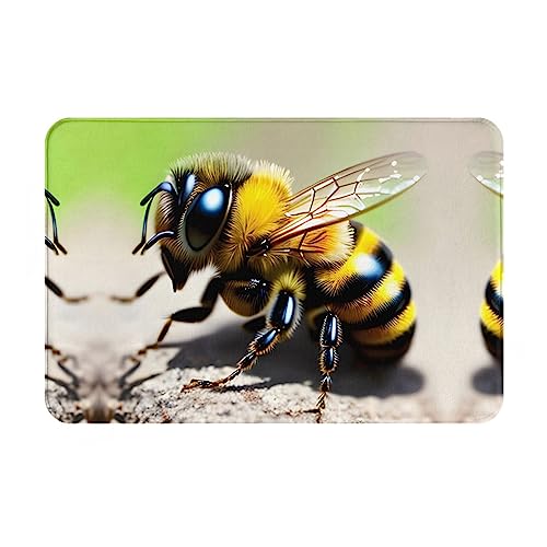 WZYCWB Bodenabsorbierende Fußmatte, Größe 40,6 x 61 cm, schützt effektiv das Wohnzimmer, das Badezimmer und die Haustür vor der Reinigung des niedlichen kleinen Bienenmusters von WZYCWB