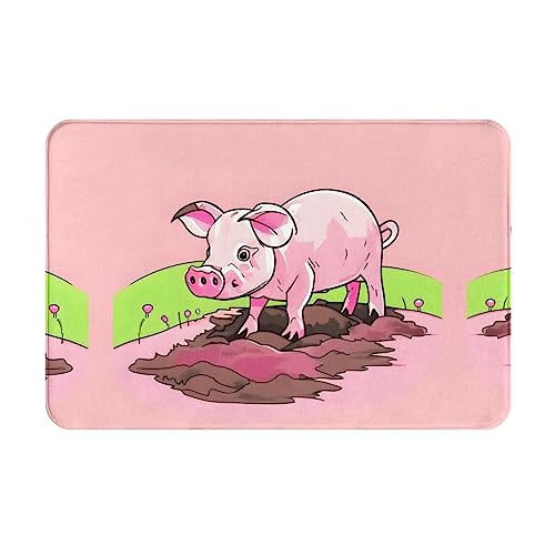 WZYCWB Bodenabsorbierende Fußmatte, Größe 40,6 x 61 cm, schützt effektiv das Wohnzimmer, das Badezimmer und die Haustür vor der Reinigung des rosa Ferkelmusters von WZYCWB