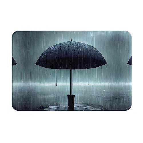 WZYCWB Bodenabsorbierende Fußmatte, Größe 40,6 x 61 cm, schützt effektiv das Wohnzimmer, das Badezimmer und die Haustür vor der Reinigung des schwarzen Regenschirms im Regenmuster von WZYCWB