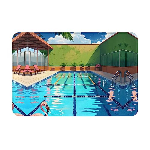 WZYCWB Bodenabsorbierende Fußmatte, Größe 40,6 x 61 cm, schützt effektiv das Wohnzimmer, das Badezimmer und die Haustür vor der Reinigung von Flamingo- und Schwimmbad-Mustern von WZYCWB