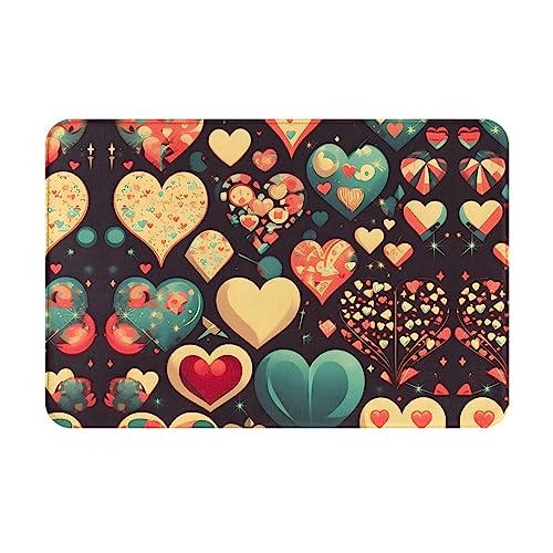 WZYCWB Bodenabsorbierende Fußmatte, Größe 40,6 x 61 cm, schützt effektiv das Wohnzimmer, das Badezimmer und die Haustür vor der Reinigung von Herz-Crush-Blumenmuster von WZYCWB