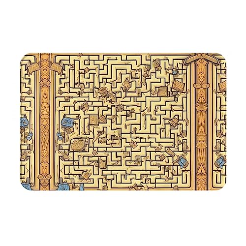 WZYCWB Bodenabsorbierende Fußmatte, Größe 40,6 x 61 cm, schützt effektiv das Wohnzimmer, das Badezimmer und die Haustür vor der Reinigung von Schatz-Labyrinth-Muster von WZYCWB