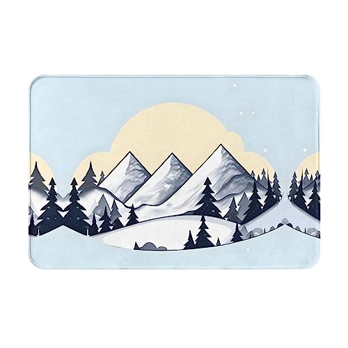 WZYCWB Bodenabsorbierende Fußmatte, Größe 40,6 x 61 cm, schützt effektiv das Wohnzimmer, das Badezimmer und die Haustür vor der Reinigung von weißen schneebedeckten Bergen von WZYCWB