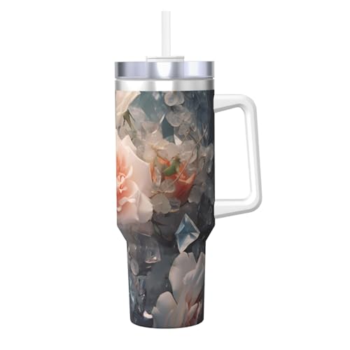 WZYCWB Brilliant Crystal Roses Pattern Ice Cup - 1,2 l doppellagiger Edelstahl-Vakuumbecher, auslaufsicher und tragbar WZYCWB Brilliant Crystal Roses Pattern Ice Cup - 1,2 l doppellagiger Edelstahl-Vakuumbecher, auslaufsicher und tragbar von WZYCWB