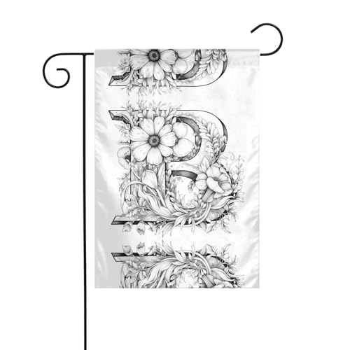 WZYCWB Buchstabe B aus Blumen, Gartenflaggen, 30,5 x 45,7 cm, dekorative hängende Gartenflaggen von WZYCWB