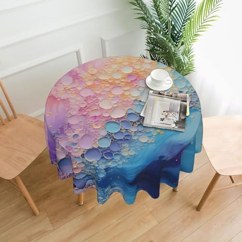 WZYCWB Bunte blaue Marmor-Tischdecke, dekorativ, lang, 152,4 cm Durchmesser, runde Hochzeitstischdecke, allgemeine Zweck-Tischdecke für Partys von WZYCWB
