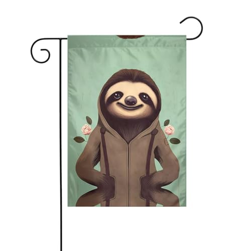 WZYCWB Cartoon-Faultier-Gartenflaggen – 30,5 x 45,7 cm, dekorative hängende Gartenflaggen von WZYCWB