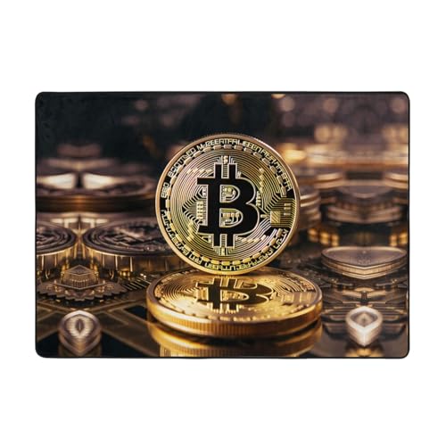 WZYCWB Coins with B gemusterte Flanell-Bodenmatte, 203 x 147 cm, superweicher Teppich von WZYCWB