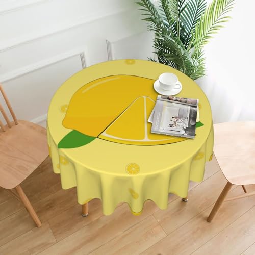 WZYCWB Dekorative lange Tischdecke, Cartoon-Zitrone, 152,4 cm Durchmesser, runde Hochzeitstischdecke, allgemeine Zweck-Tischdecke für Partys von WZYCWB