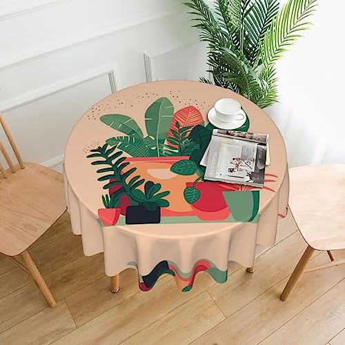 WZYCWB Dekorative lange Tischdecke für den Innenbereich, kleine grüne Pflanzen, 152,4 cm Durchmesser, runde Hochzeitstischdecke, allgemeine Zweck-Tischdecke für Partys von WZYCWB