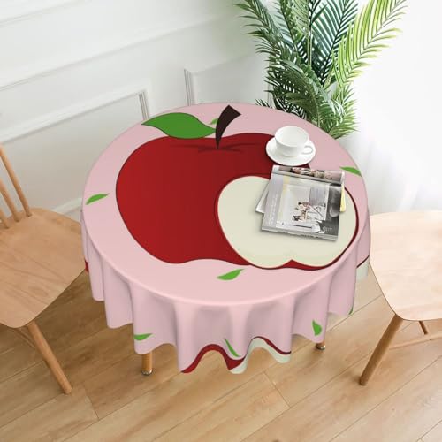 WZYCWB Dekorative lange Tischdecke mit Cartoon-Früchten (152,4 cm Durchmesser), runde Hochzeitstischdecke, allgemeine Zweck-Tischdecke für Party, Rot von WZYCWB