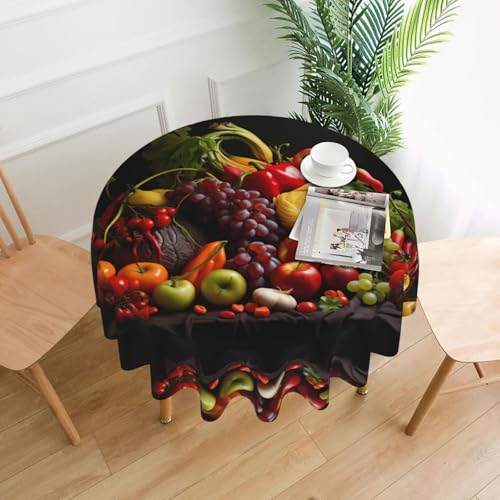 WZYCWB Dekorative lange Tischdecke mit Gemüse und Obst, 152,4 cm Durchmesser, runde Hochzeitstischdecke, Allzweck-Tischdecke für Partys WZYCWB Dekorative lange Tischdecke mit Gemüse und Obst, 152,4 cm Durchmesser, runde Hochzeitstischdecke, Allzweck-Tischdecke für Partys von WZYCWB