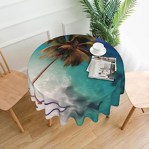 WZYCWB Dekorative lange Tischdecke mit Karibikinseln, 152,4 cm Durchmesser, runde Hochzeitstischdecke, allgemeine Zweck-Tischdecke für Partys von WZYCWB