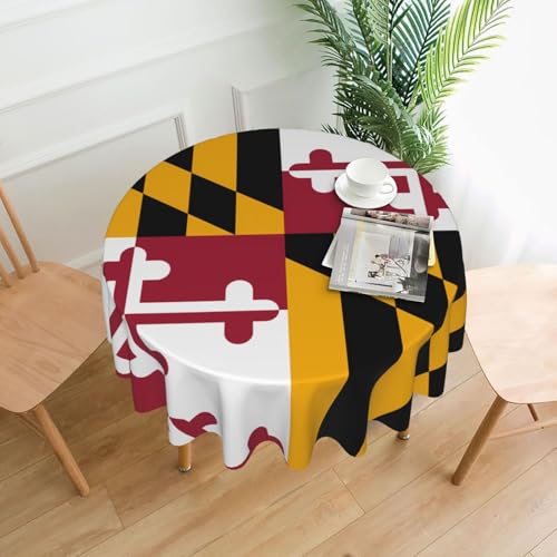 WZYCWB Dekorative lange Tischdecke mit Maryland-Staatsflagge (152,4 cm Durchmesser), runde Hochzeitstischdecke, allgemeine Zweck-Tischdecke für Partys von WZYCWB