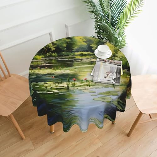 WZYCWB Dekorative lange Tischdecke mit Seerosen im Teich, 152,4 cm Durchmesser, runde Hochzeitstischdecke, Allzweck-Tischdecke für Partys WZYCWB Dekorative lange Tischdecke mit Seerosen im Teich, 152,4 cm Durchmesser, runde Hochzeitstischdecke, Allzweck-Tischdecke für Partys von WZYCWB